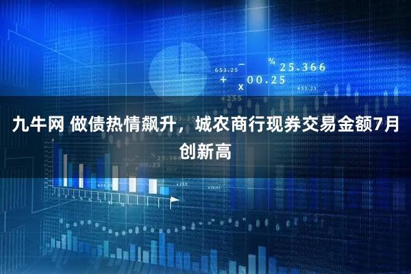 九牛网 做债热情飙升，城农商行现券交易金额7月创新高